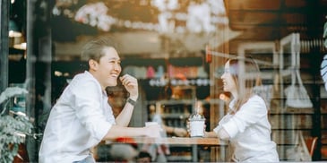 couple talking together and smiling