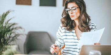 woman reviewing her finances