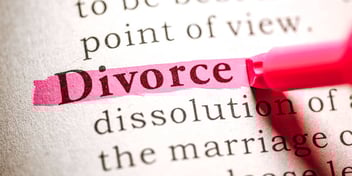 the word divorce highlighted in pink in a dictionary