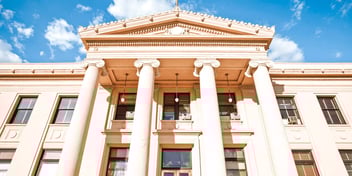 outside of court on a sunny day