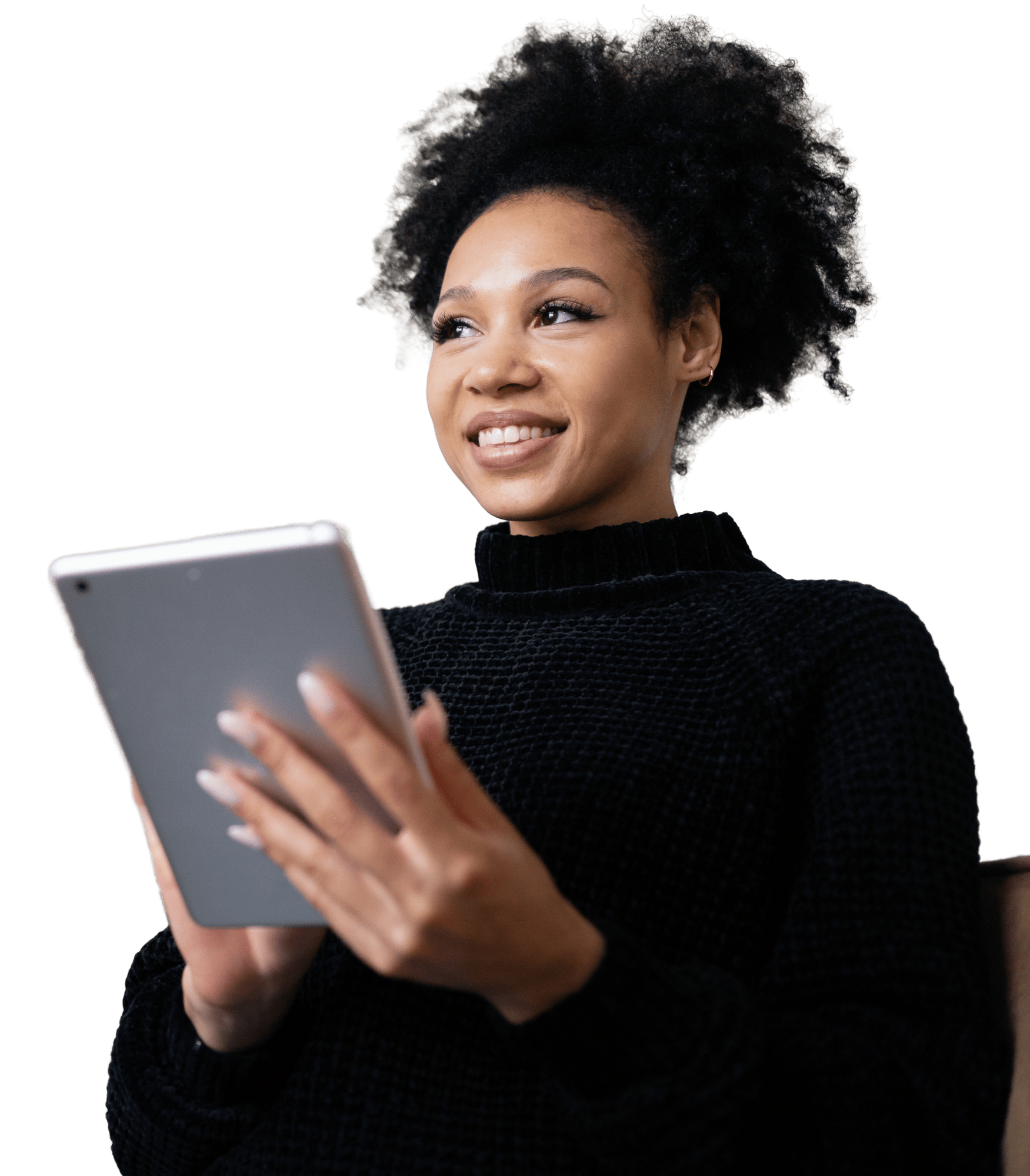 Woman tablet smile