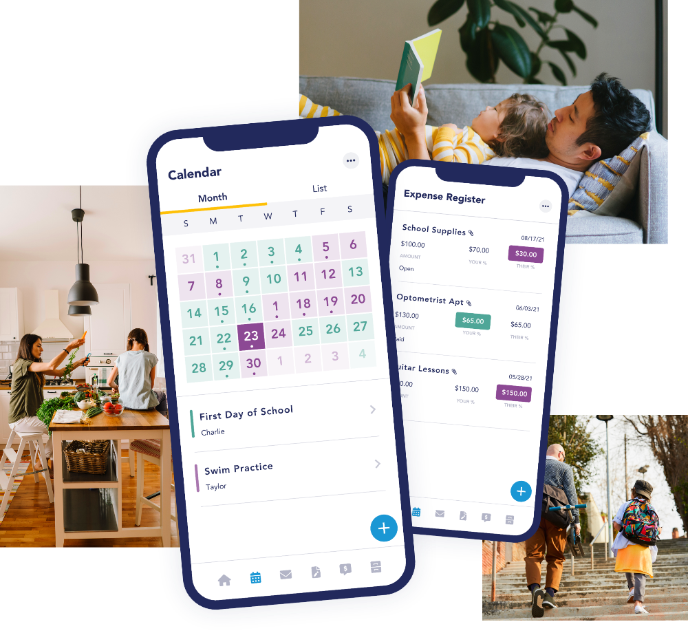 OurFamilyWizard co-parenting app shown on a phone